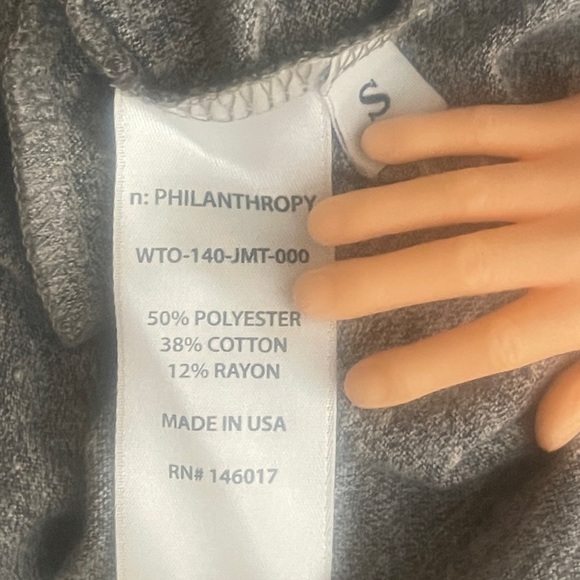 Philanthropy Small Gray Distressed Short Sleeve Tee - Picture 5 of 8